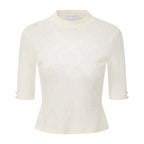 Beige Lace Mid-Neck Layering Top