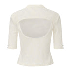 Beige Lace Mid-Neck Layering Top