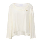 White Lace Panel Oversized Mock Two-Piece Base Top