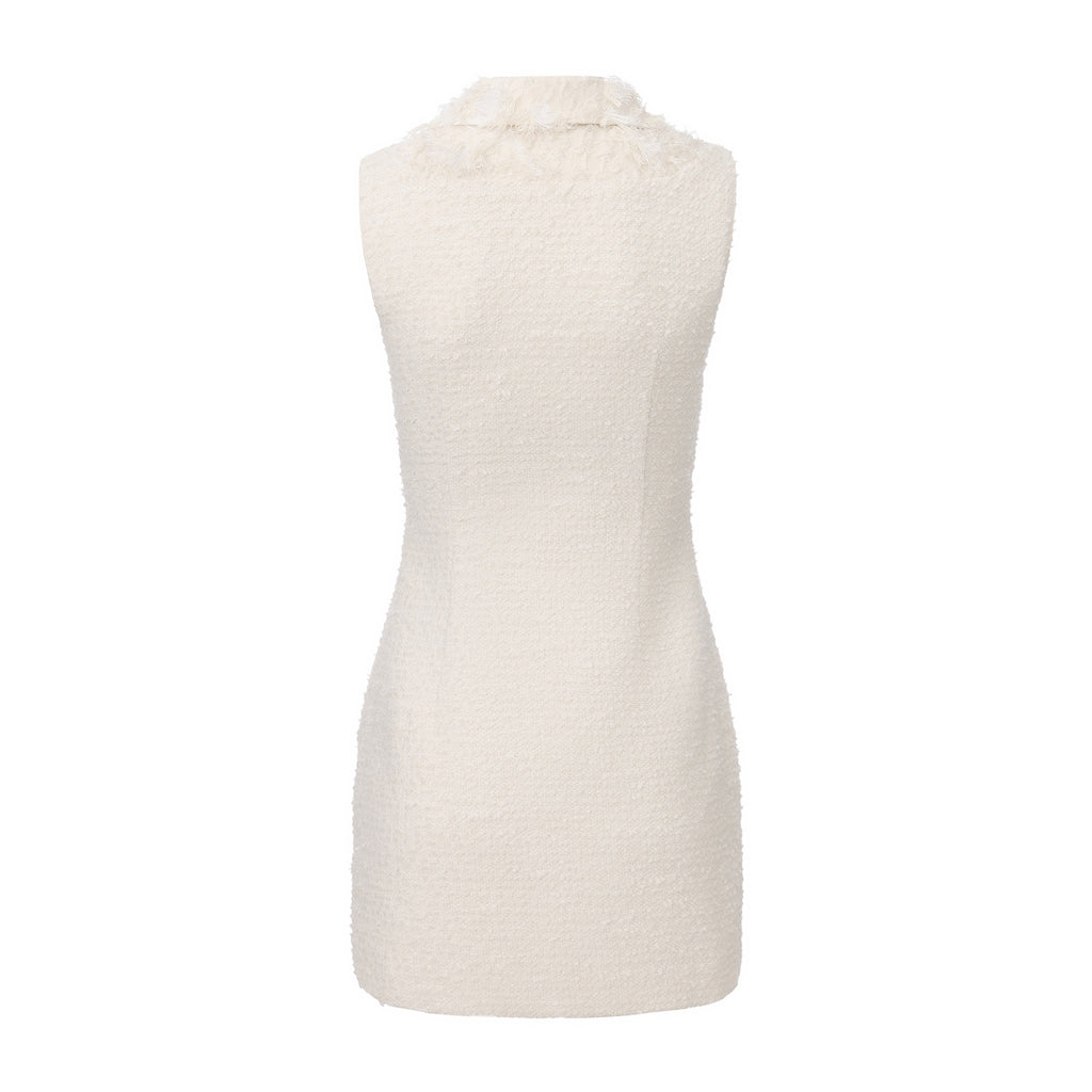 White Xiang-Style Collar-Patchwork Dress