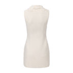 White Xiang-Style Collar-Patchwork Dress