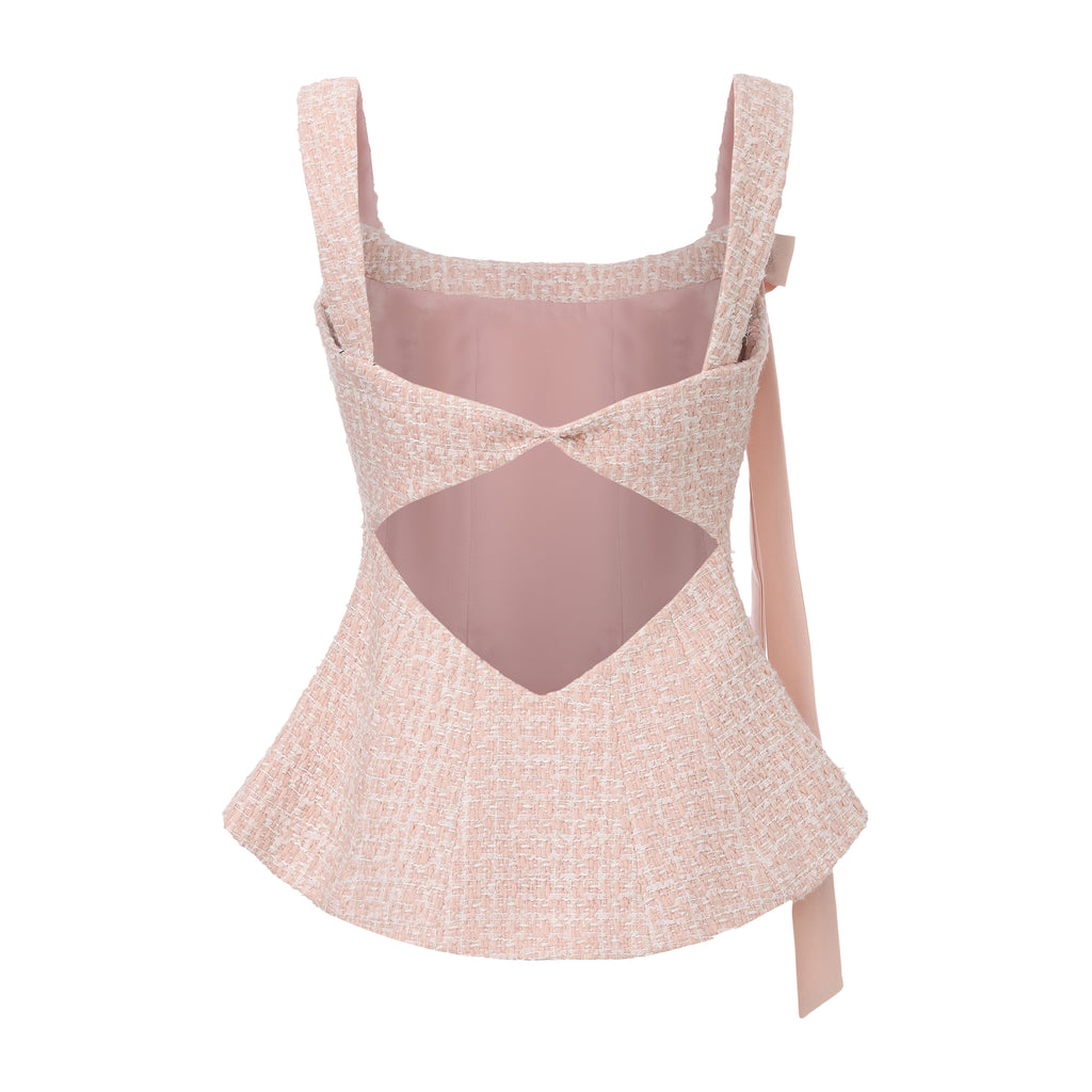 Pink Bow Sleeveless Fitted Top