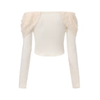 White Knitted Lace Off-The-Shoulder Top