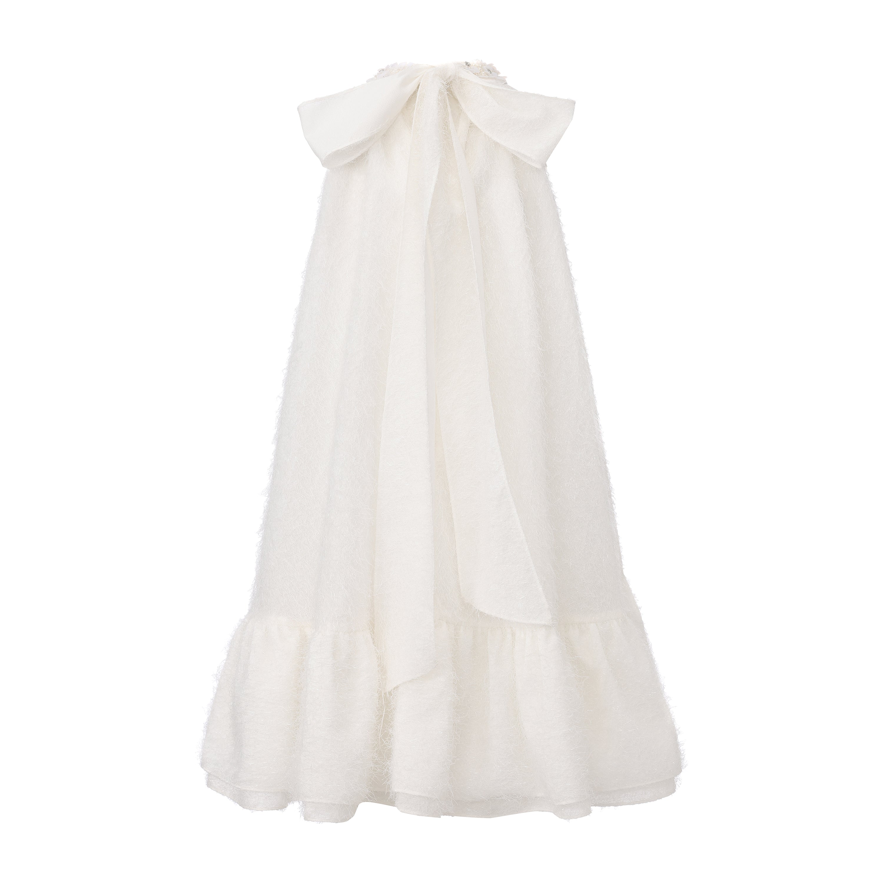 White Halter Silver Lace-Up Dress