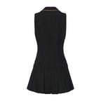 Black Tweed Pleated Dress