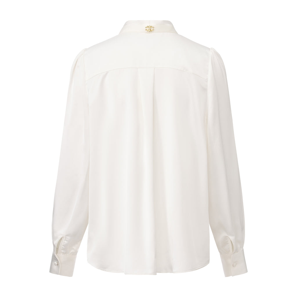White Button-Row Blouse