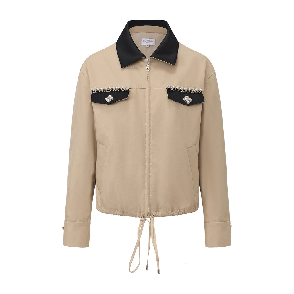 Light Coffee short Beaded Jacket