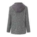 Gray Detachable Square-Necked Tweed Coat