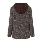 Brown Detachable Square-Necked Tweed Coat