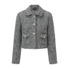 Gray Collar Looped Woolen Coat