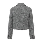 Gray Collar Looped Woolen Coat