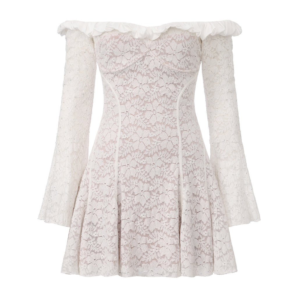 White Lace Off-The-Shoulder Dress
