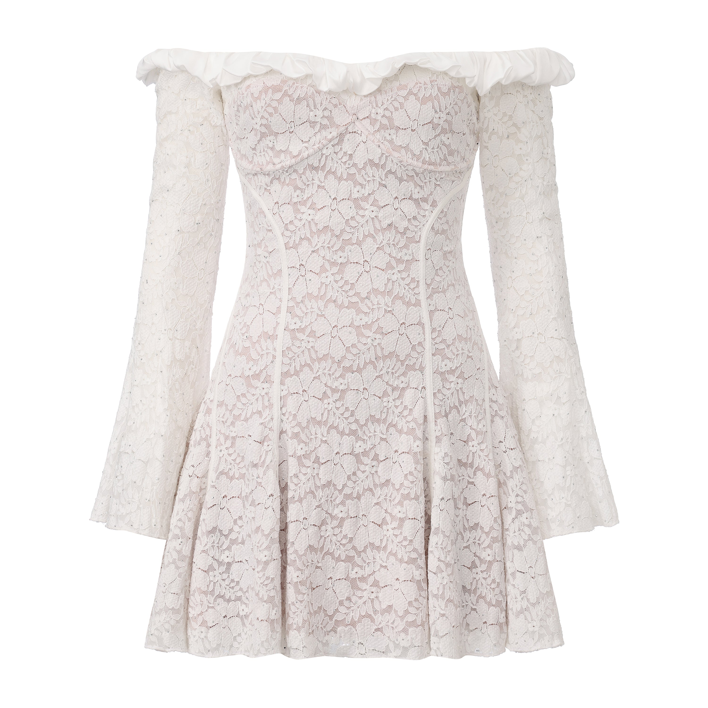 White Lace Off-The-Shoulder Dress
