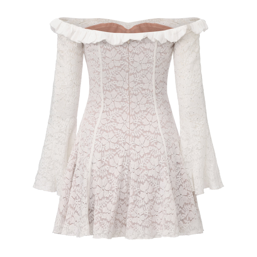 White Lace Off-The-Shoulder Dress