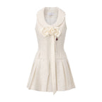 White Tweed Pleated Dress