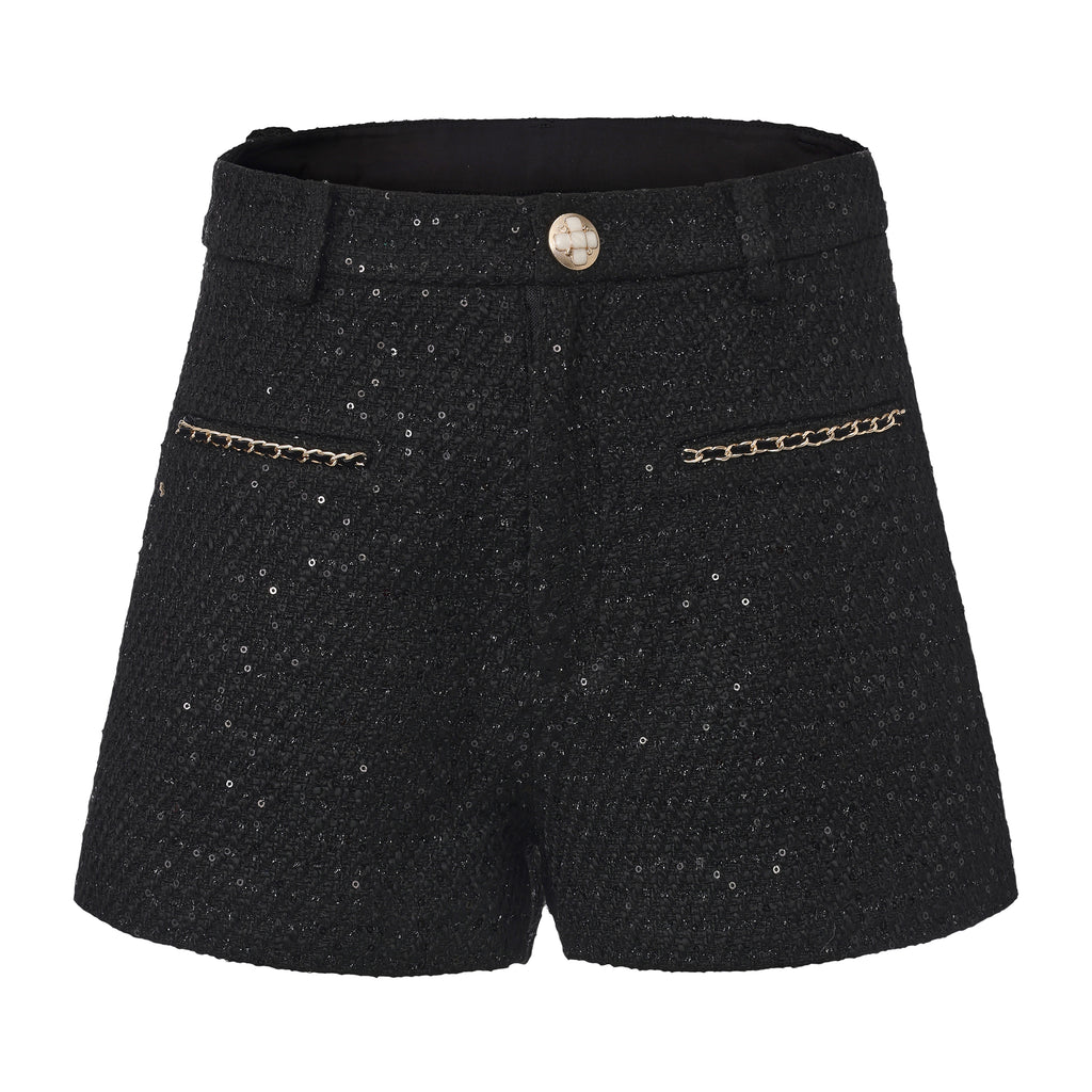 Black Tweed Shorts