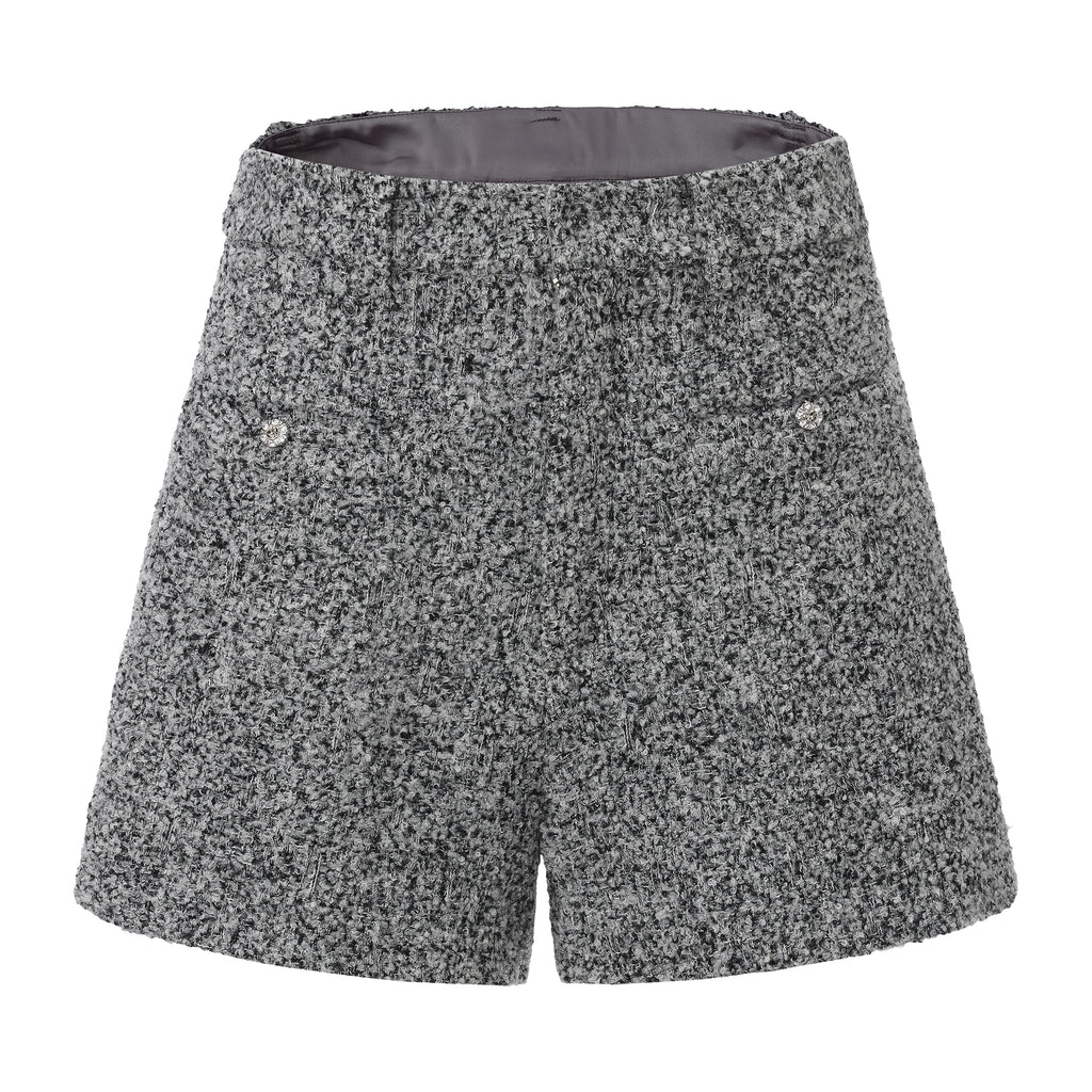 Gray Looped Woolen Shorts