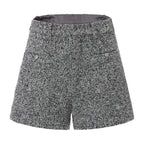 Gray Looped Woolen Shorts