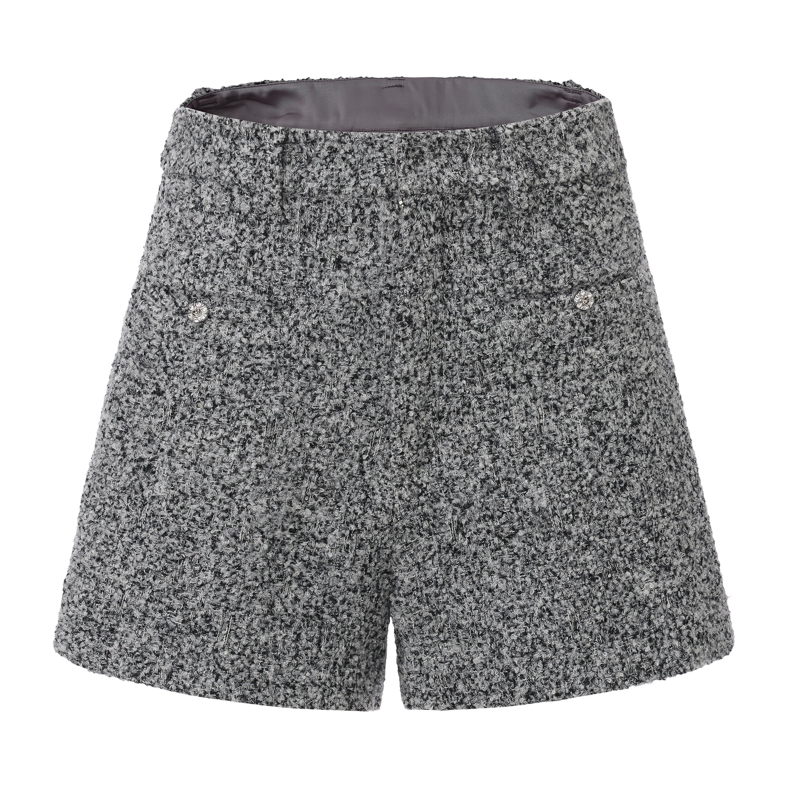 Gray Looped Woolen Shorts