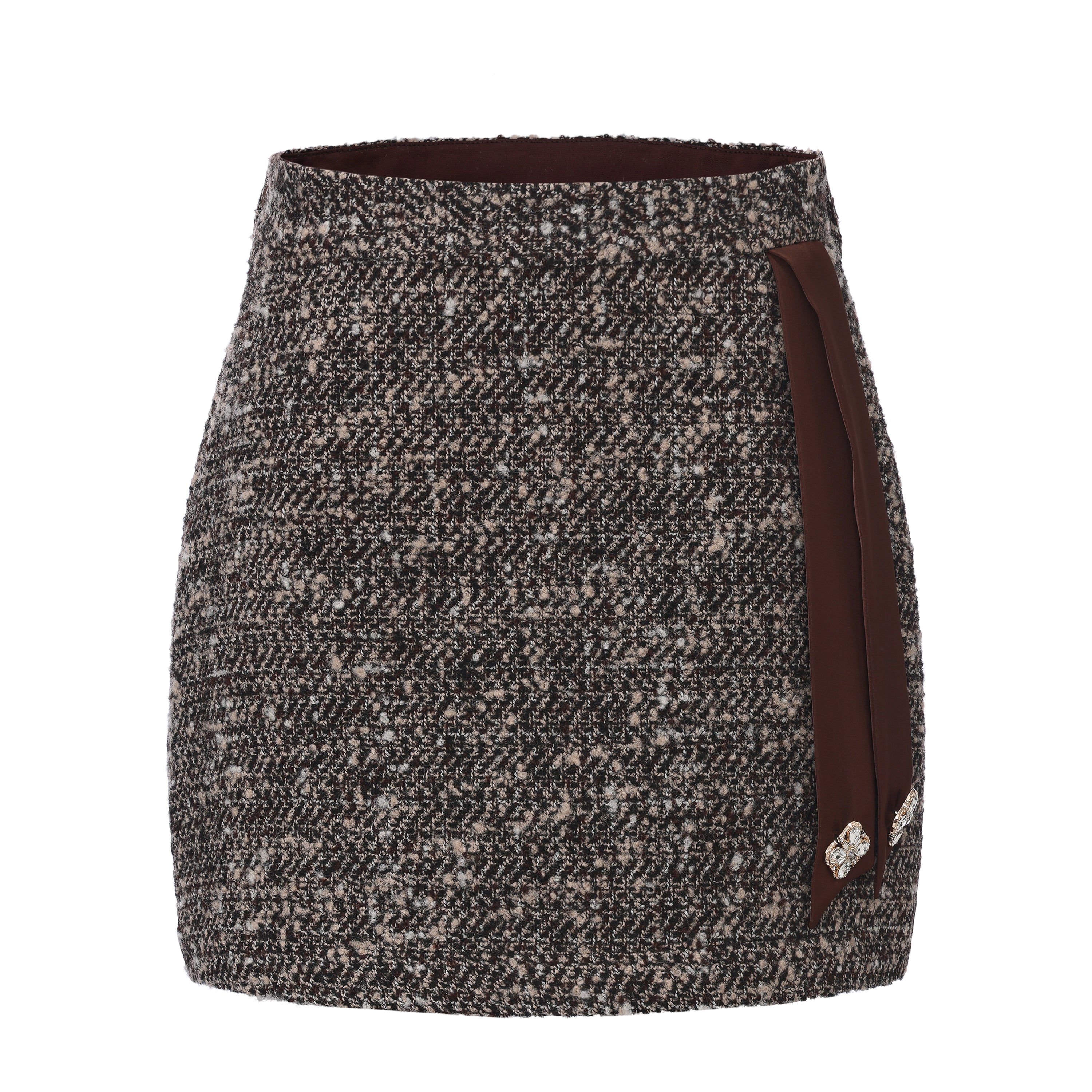 Coffee-Colered Tweed Pencil Skirt
