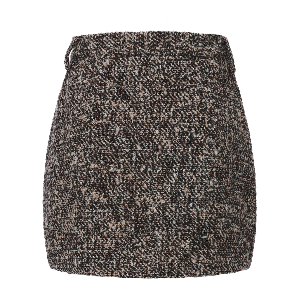 Coffee-Colered Tweed Pencil Skirt