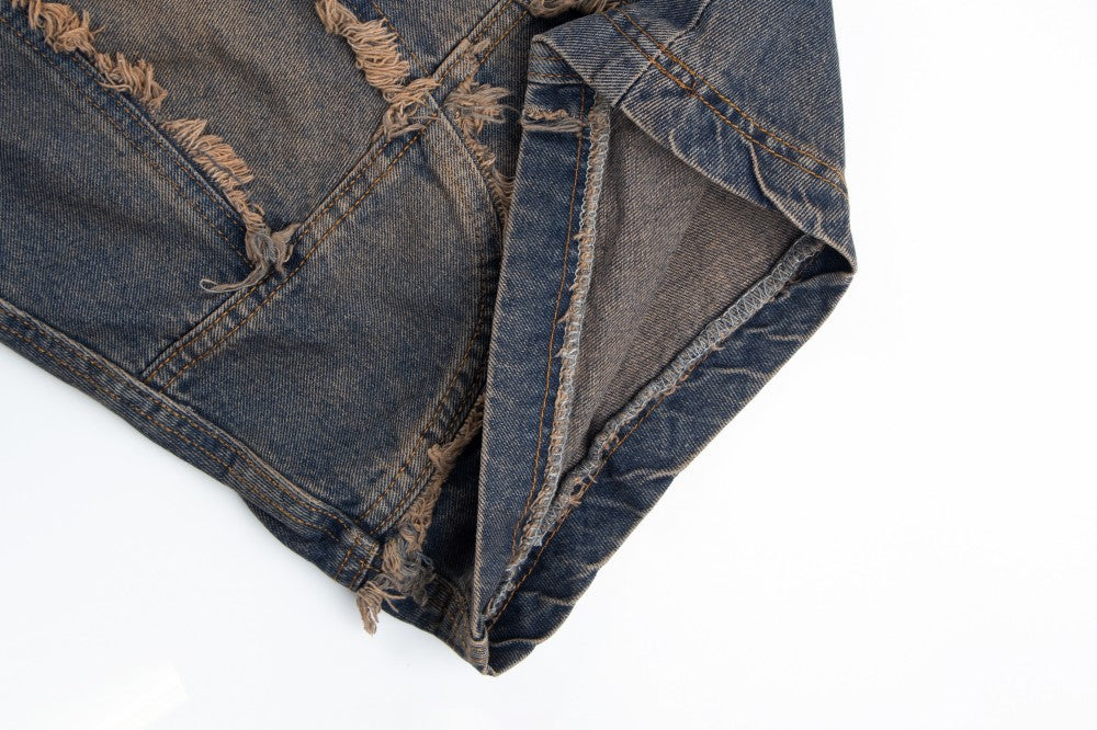 Heavy Wash Distressed Denim Pants