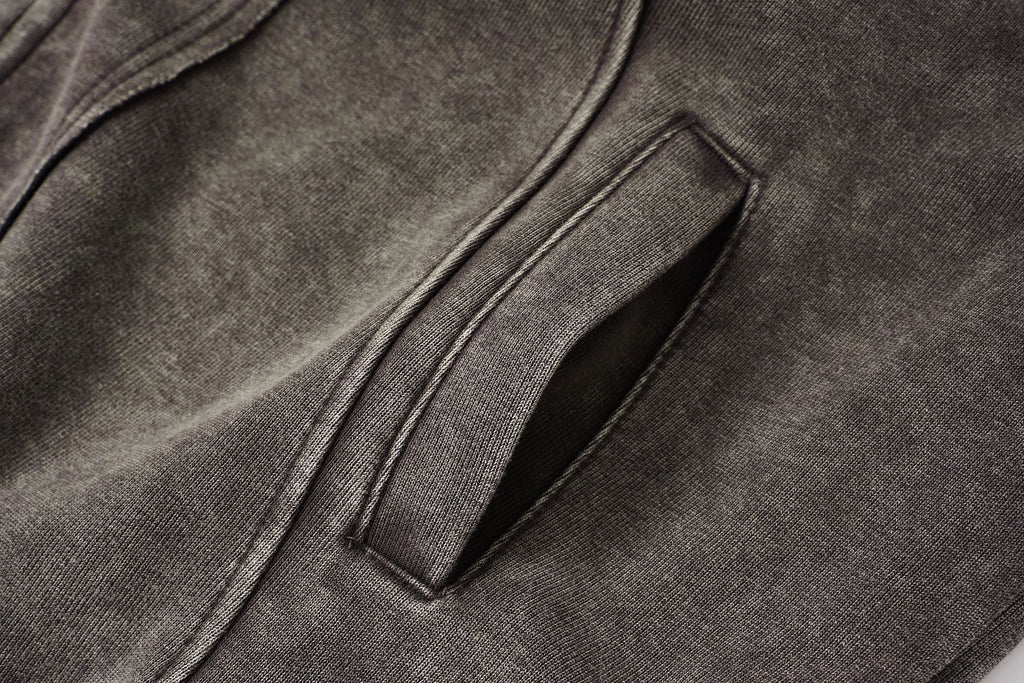 Splited Washed Zip-up Hoodie
