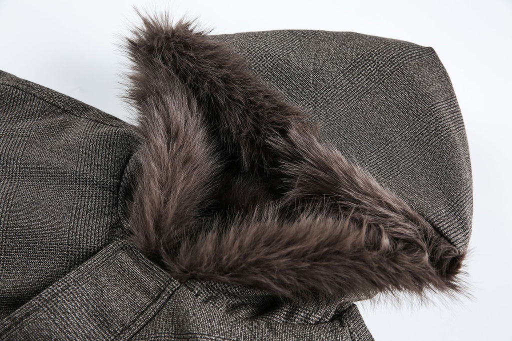 Grey Faux Fur Hooded Flight Jacket