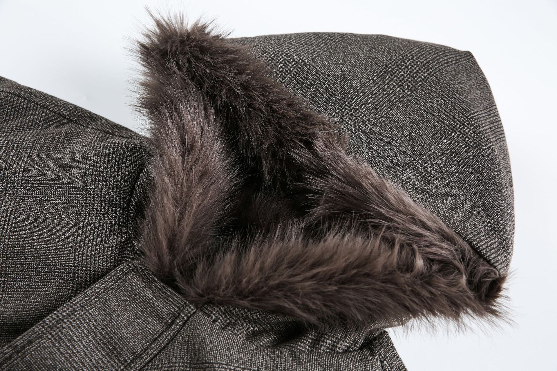 Grey Faux Fur Hooded Flight Jacket