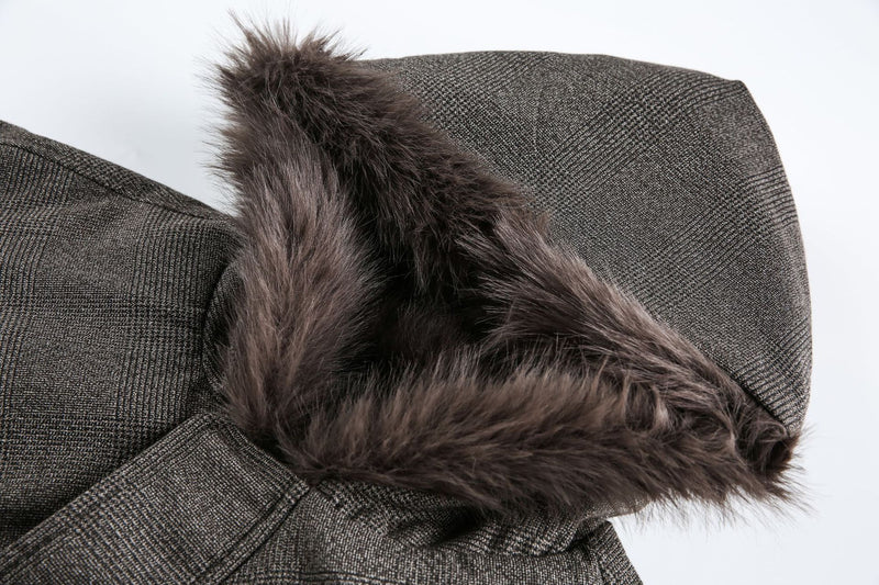 Grey Faux Fur Hooded Flight Jacket