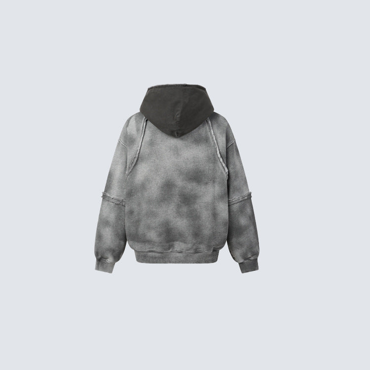 Patched Distressed Hoddie