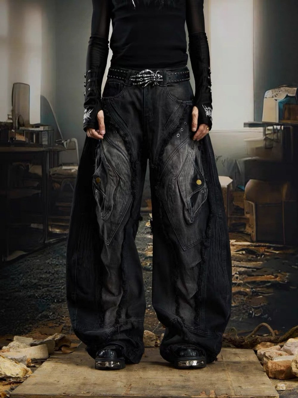 Heavy Wash Distressed Denim Pants