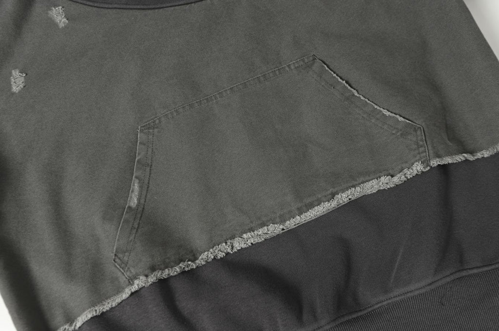 Splited Distressed Hoddie
