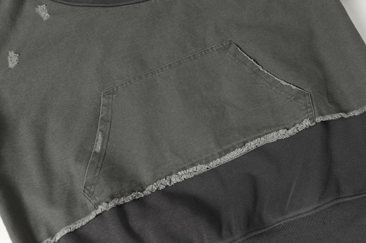 Splited Distressed Hoddie