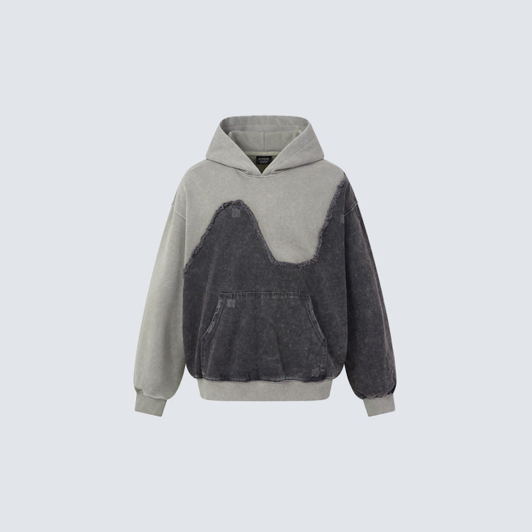 Curved Distressed Hoodie