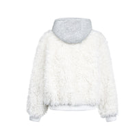 White Fleece Fur Hooded Zip Up Jackets