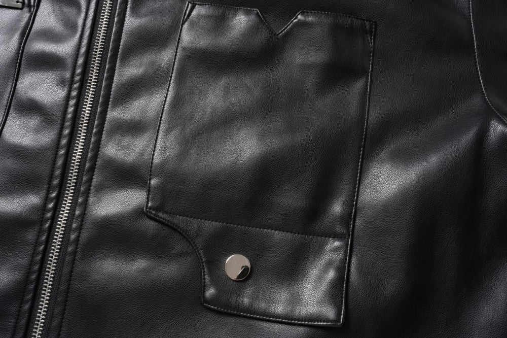 Faux Leather W Zip-up Jacket