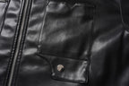 Faux Leather W Zip-up Jacket