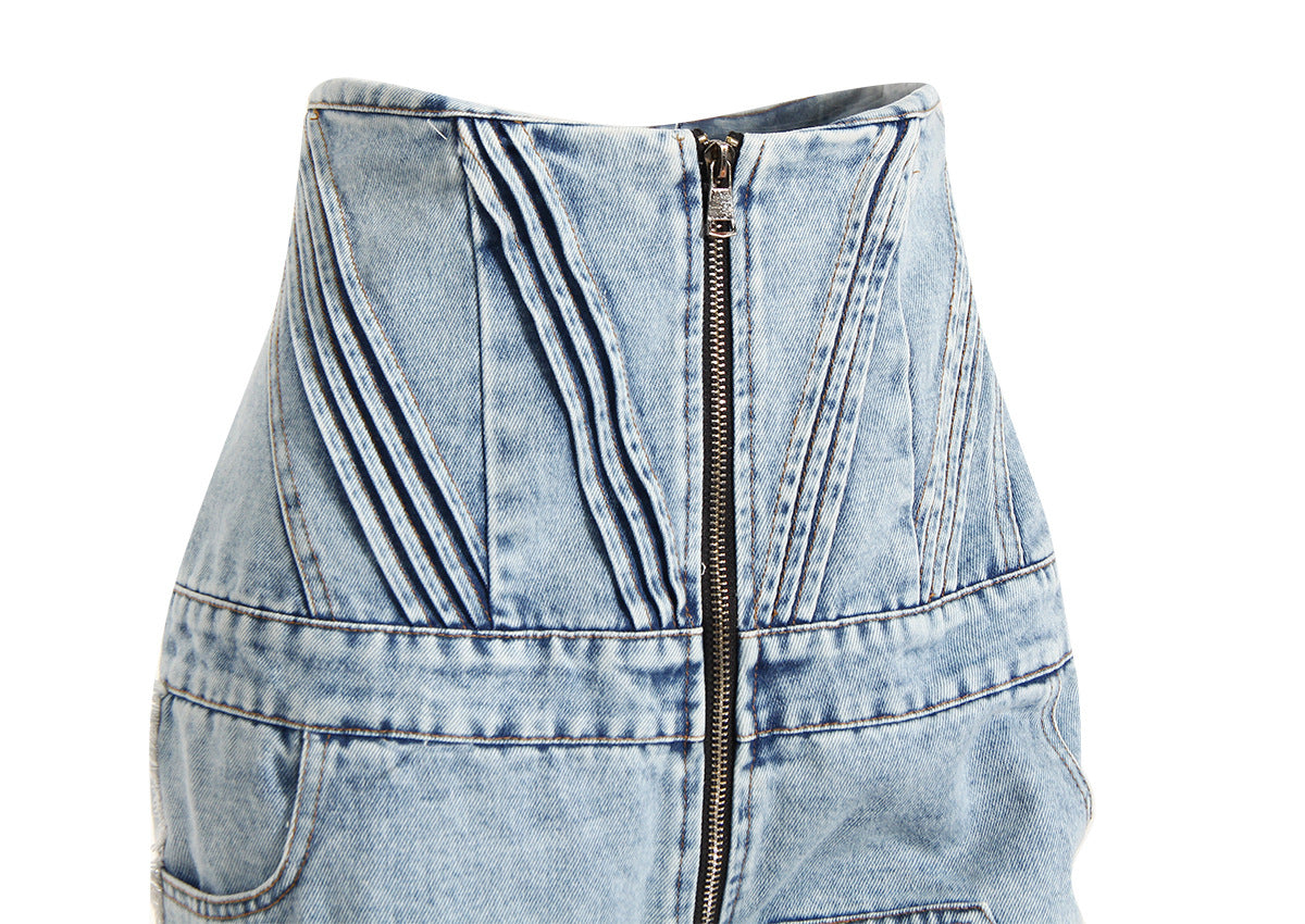 DENIM CORSET PANTS