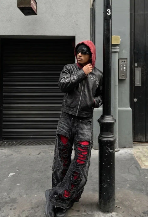 Ripped Devil Blood Baggy Pants