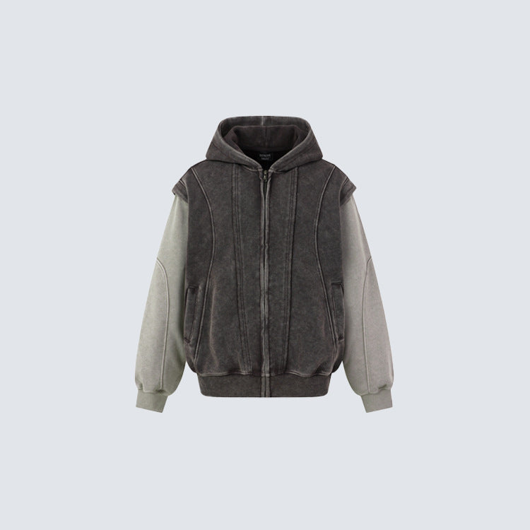 Splited Washed Zip-up Hoodie