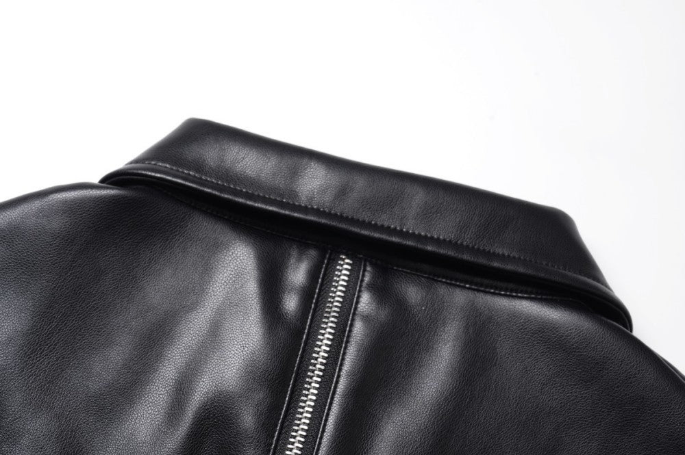 Faux Leather W Zip-up Jacket