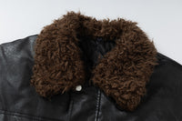 Detachable Fleece Neck Oversized Flight Bomber Jacket