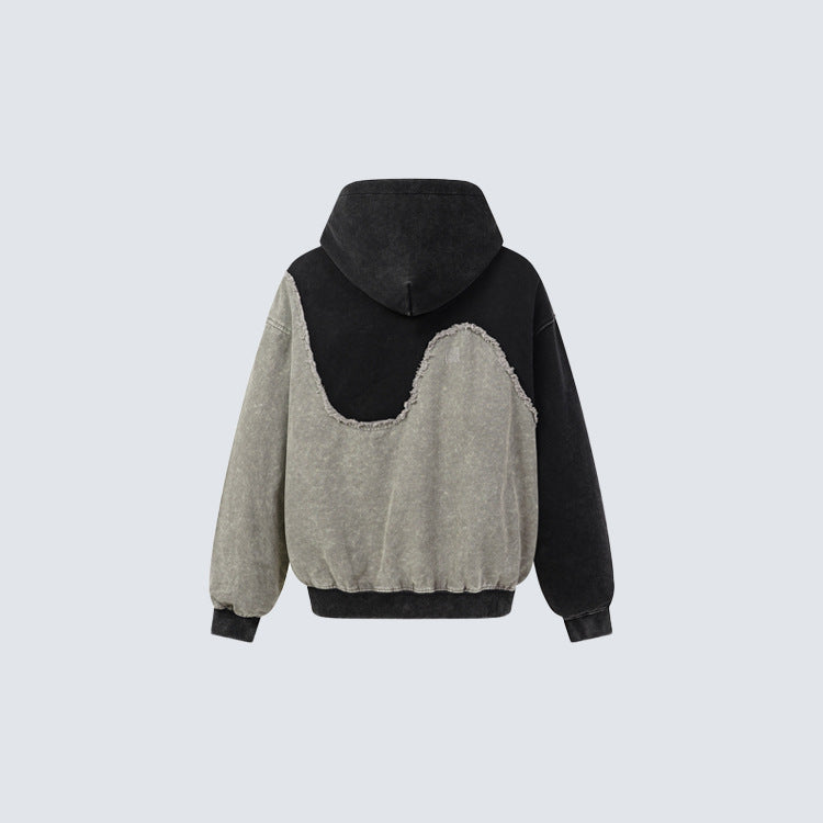 Curved Distressed Hoodie
