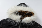 Leopard Fleeced Faux Fur Hooded Flight Jackets