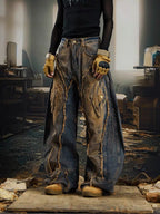 Heavy Wash Distressed Denim Pants