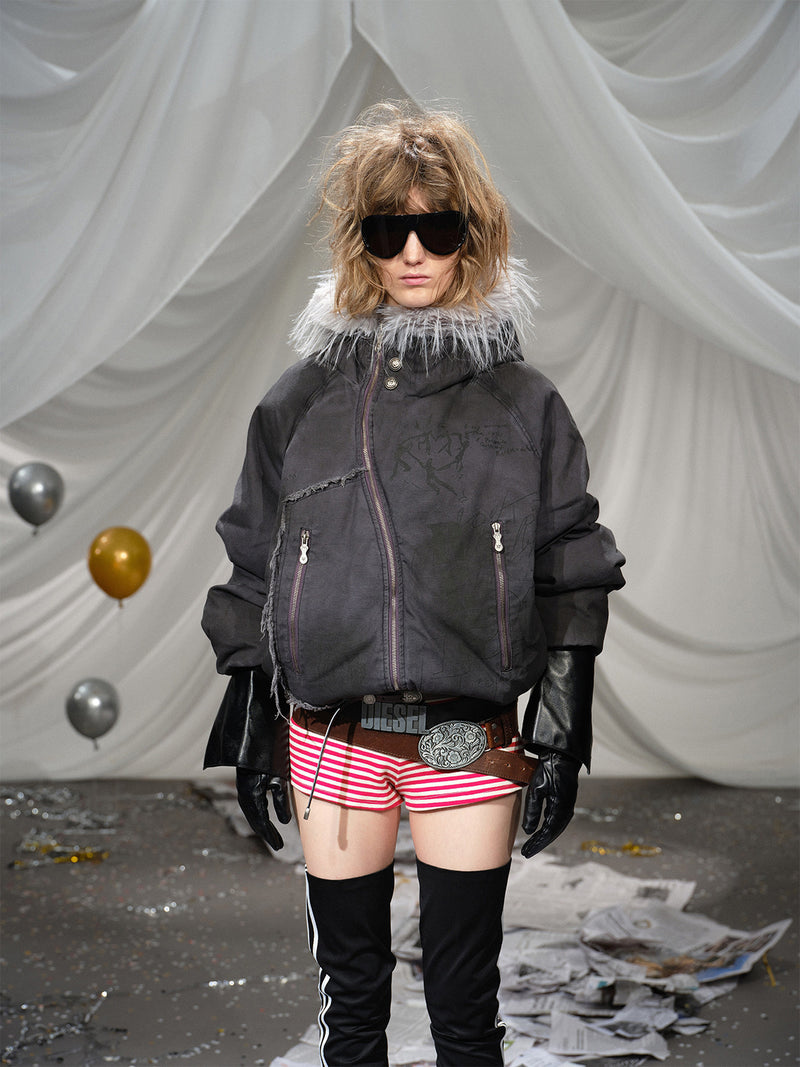 Asymmetrical Zip Hooded Jacket