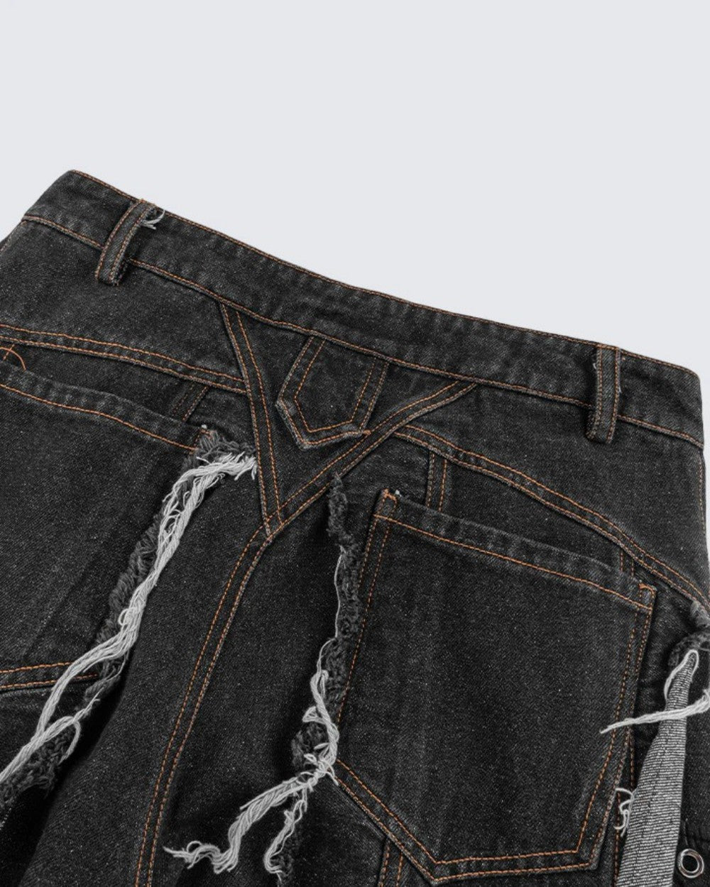 Ribbed Distressed Straight-Up Pants