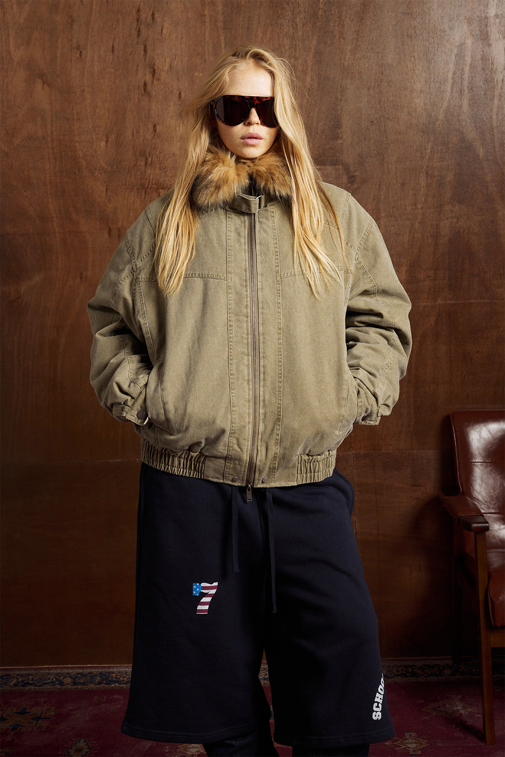 Classic Baggy Flight Funnel Denim Jackets