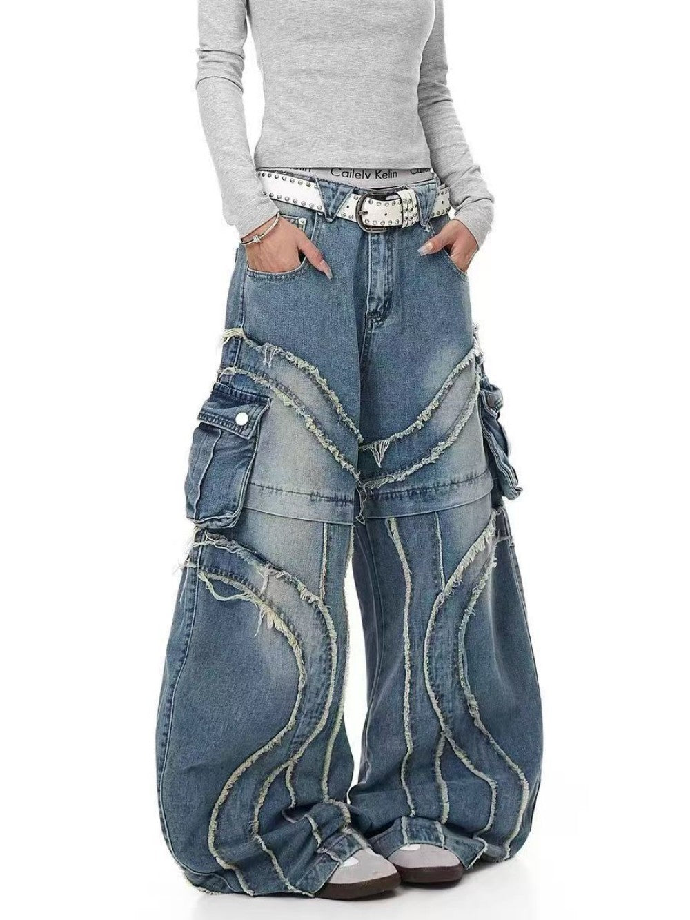 Baggy Curved Wave Denim Jeans